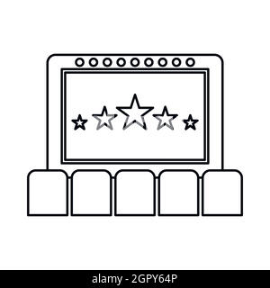 Cinema auditorium with screen and seats icon Stock Vector