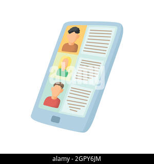 See resume on tablet icon, cartoon style Stock Vector