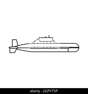 Submarine icon in outline style Stock Vector