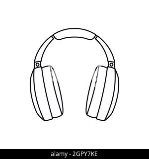 Headphones icon in outline style Stock Vector