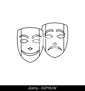 Comedy and tragedy theatrical masks icon Stock Vector