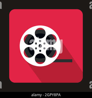 Film reel icon in flat style Stock Vector