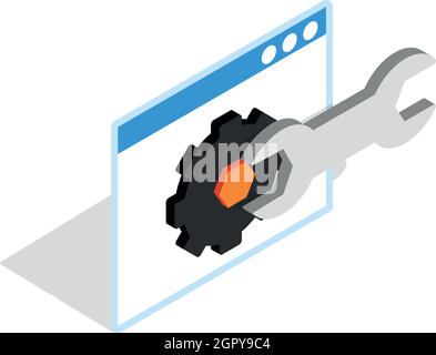 Computer repair icon, isometric 3d style Stock Vector