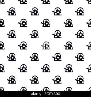 Heating kettle with white polka dots icon Stock Vector