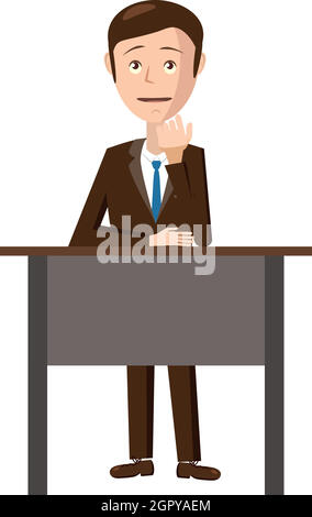 Businessman sitting in office icon, cartoon style Stock Vector