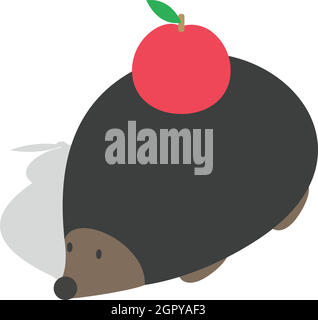 Hedgehog with apple icon, isometric 3d style Stock Vector