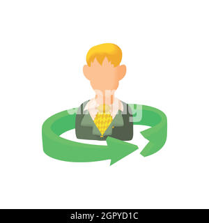 Replacement employee icon, cartoon style Stock Vector