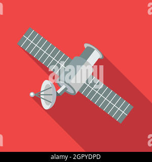 Satellite icon in flat style. Sputnik vector illustration on white ...