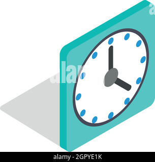 Square wall clock icon, isometric 3d style Stock Vector