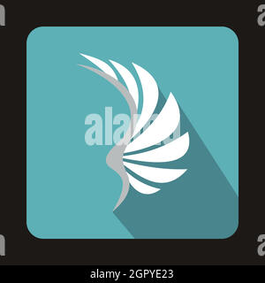 White wing icon in flat style Stock Vector