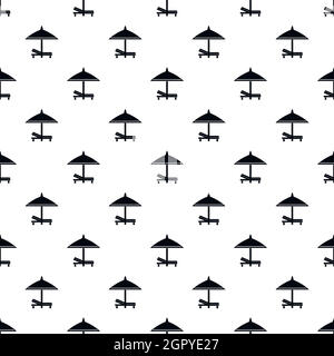 Bench and umbrella pattern, simple style Stock Vector