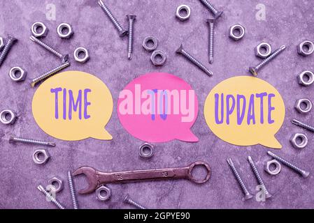 Conceptual display Time To Update. Word for act updating something someone or updated version program New Ideas Brainstoming For Maintenance Planning Stock Photo