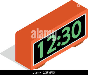 Digital clock icon, isometric 3d style Stock Vector