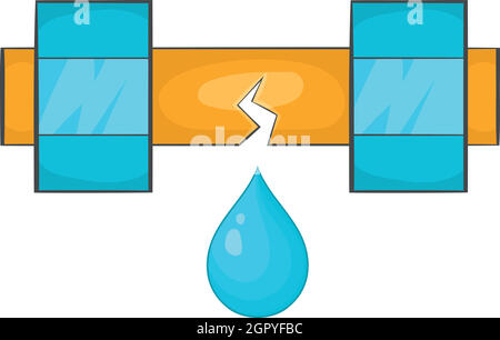 Dripping water pipe icon, cartoon style Stock Vector