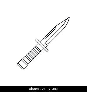 Military knife icon in outline style Stock Vector