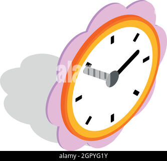 Daisy clock icon, isometric 3d style Stock Vector