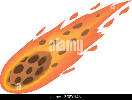 Falling meteorite icon, cartoon style Stock Vector