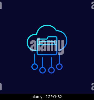 cloud folder line icon, vector Stock Vector