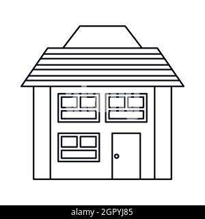 Two storey house icon, outline style Stock Vector