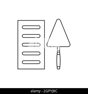 Brick and trowel icon, outline style Stock Vector