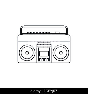 Classic boombox icon, outline style Stock Vector