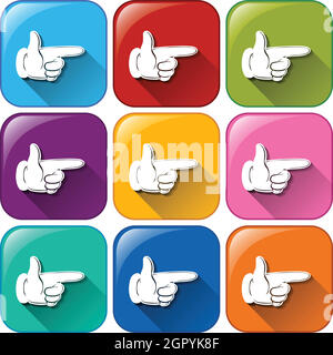 Icons with fingers pointing Stock Vector