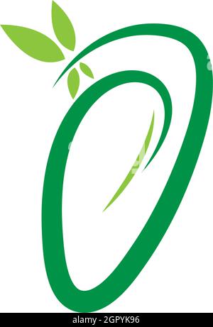 Vines template design, shrubs forming letter O illustration Stock Vector