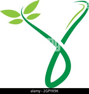 Vines template design, shrubs forming letter Y illustration Stock Vector