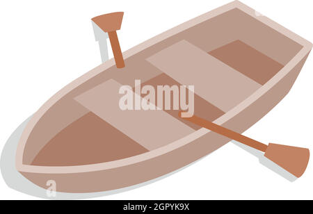 Boat with oars icon, isometric 3d style Stock Vector