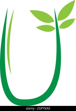 Vines template design, shrubs forming letter U illustration Stock Vector