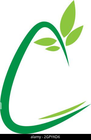 Vines template design, shrubs forming letter C illustration Stock Vector