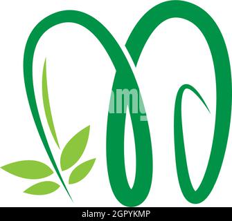 Vines template design, shrubs forming letter M illustration Stock Vector
