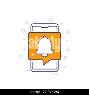 Notification in the app icon with a phone Stock Vector