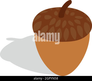 Acorn icon, isometric 3d style Stock Vector