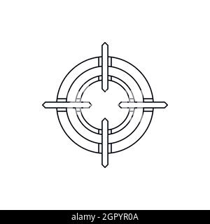 Crosshair reticle icon in outline style Stock Vector