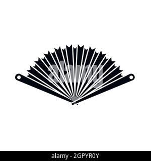 Opened oriental fan icon, simple style Stock Vector