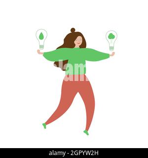 Energy saving. Flat outline icon. Stock Vector