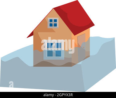 Flood insurance icon, cartoon style Stock Vector