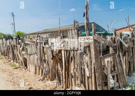 Wooden fence in Bocachica village on Tierrabomba island near Cartagena, Colombia Stock Photo