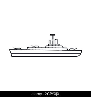 Military navy ship icon, outline style Stock Vector