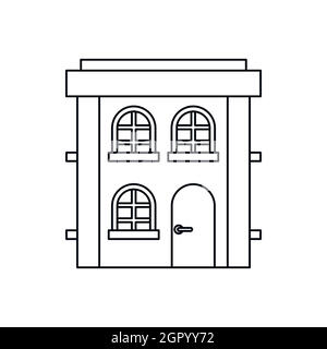 Two storey house icon, outline style Stock Vector