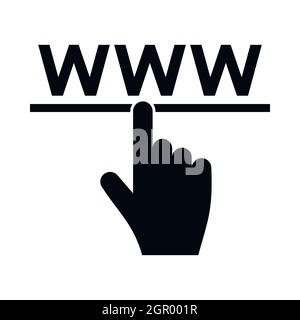 Hand cursor and website icon, simple style Stock Vector