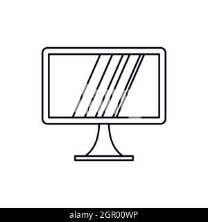 Computer monitor icon, outline style Stock Vector