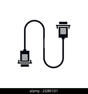 Cable wire computer icon, simple style Stock Vector