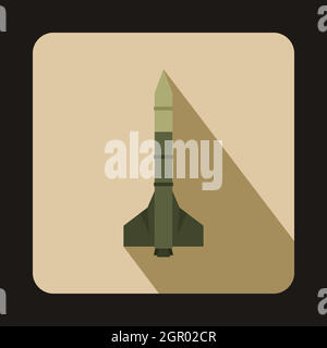 Military rocket weapon icon, flat style Stock Vector