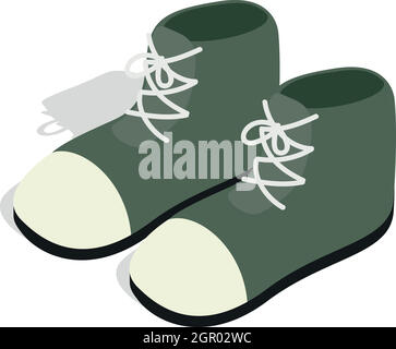 Pair of green boots icon, isometric 3d style Stock Vector