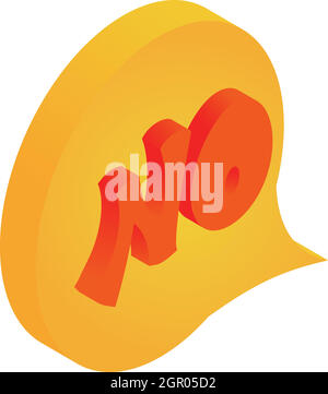 No sign in speech bubble icon, isometric 3d style Stock Vector