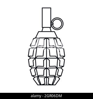 Grenade thin line icon, army and military, hand bomb sign, vector ...