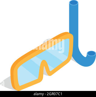 Diving mask icon, isometric 3d style Stock Vector