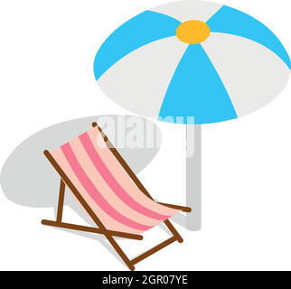 Beach umbrella and chaise longue icon Stock Vector Image & Art - Alamy